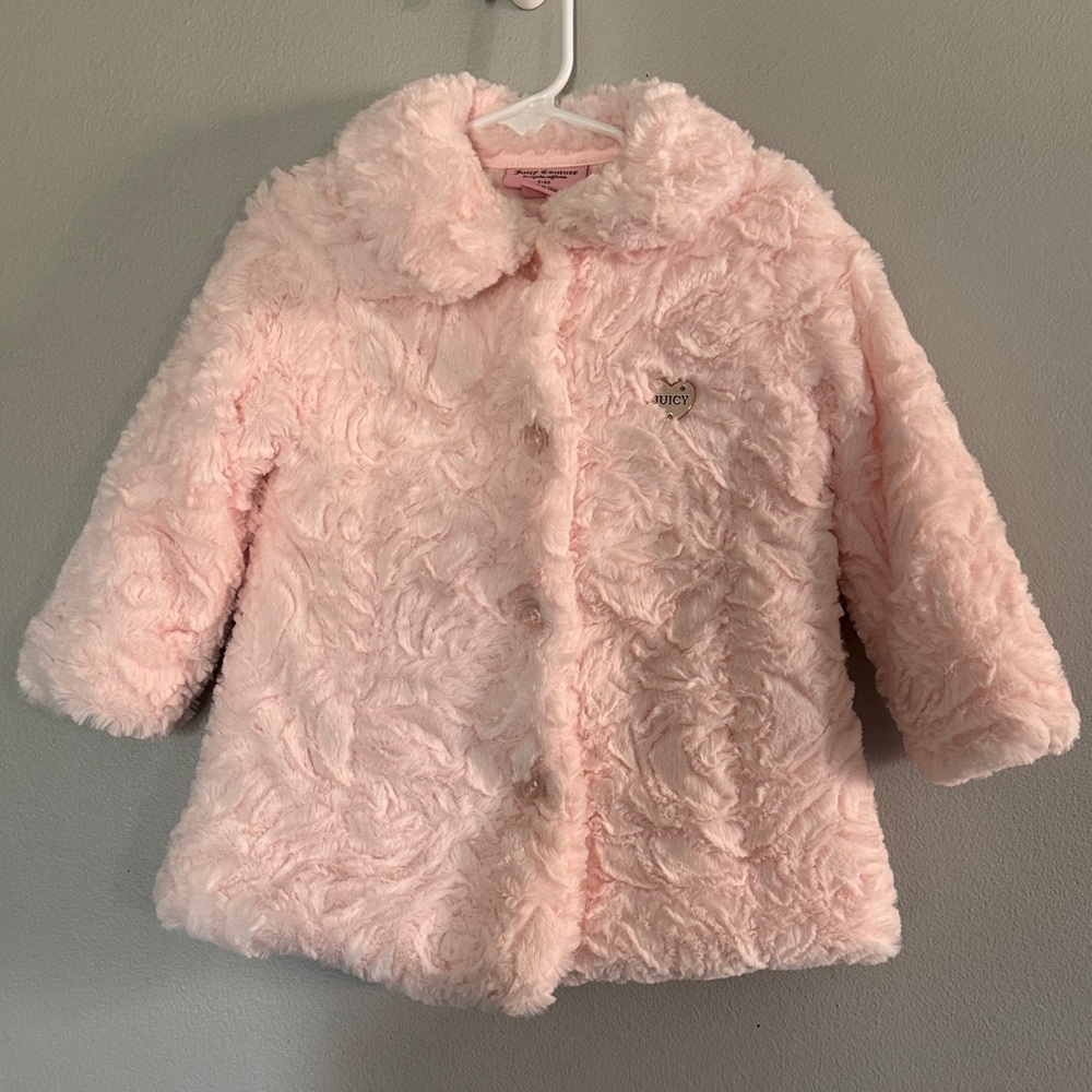 Juicy Couture Light Pink Kids Faux Fur Jacket